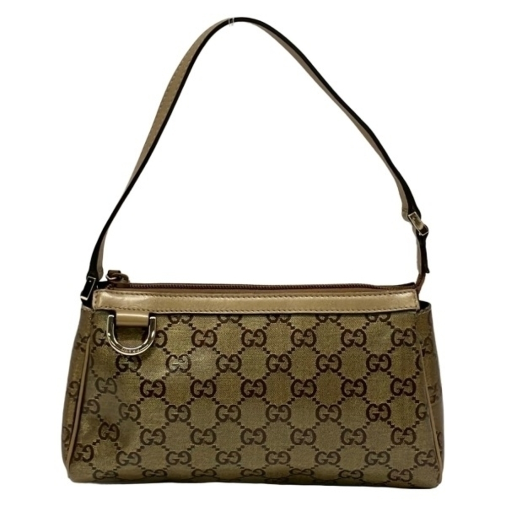 Gucci handbag Abbey Crystal GG leather gold dark brown bag